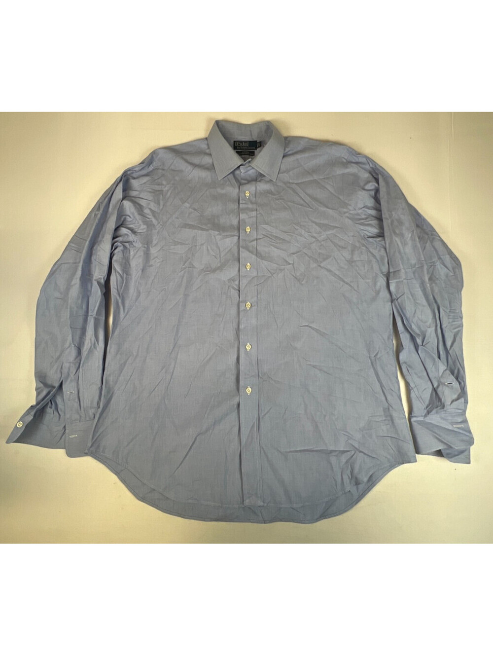 VTG Polo by Ralph Lauren Men 17 36/37 Curham Blue Cotton Pinpoint Oxford Shirt